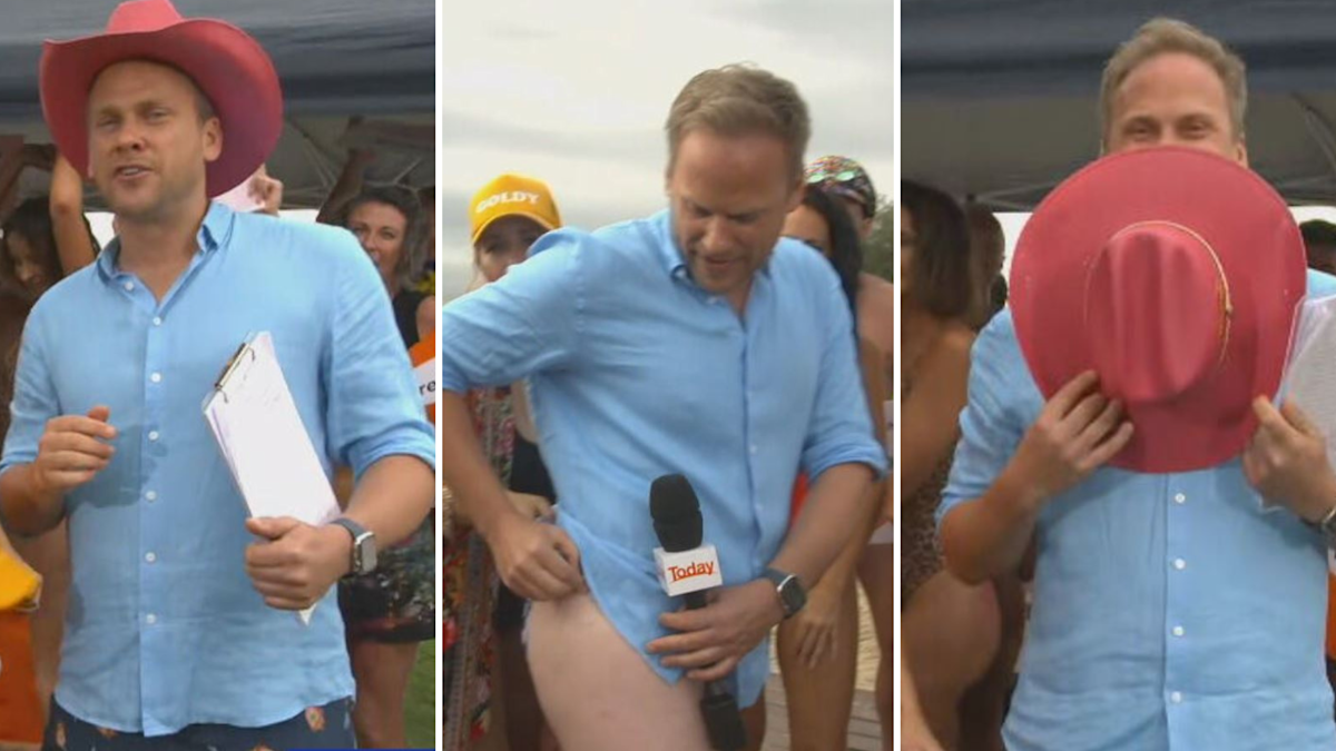 Tim Davies gets dacked on live TV | Nine.com.au
