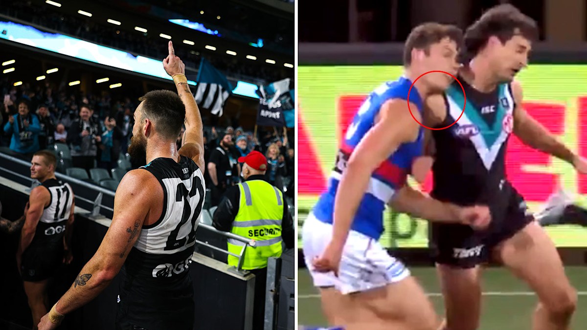 AFL: Sam Mayes facing suspension over hit on Josh Dunkley, Port ...