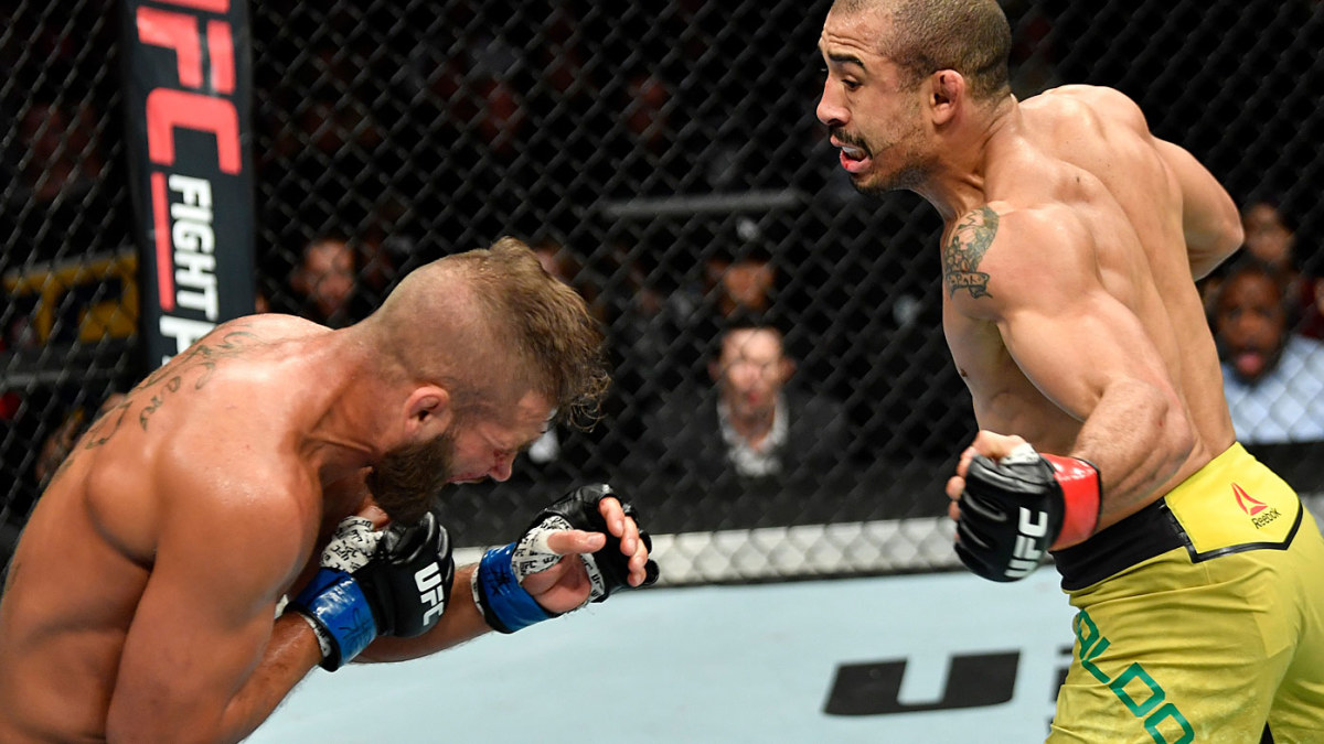 UFC star Jose Aldo Jr scores TKO victory in Calgary with devastating