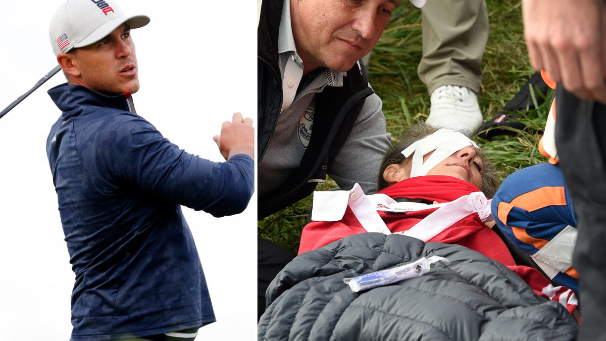 Ryder Cup Fan struck by wayward Brooks Koepka shot loses sight in(02)