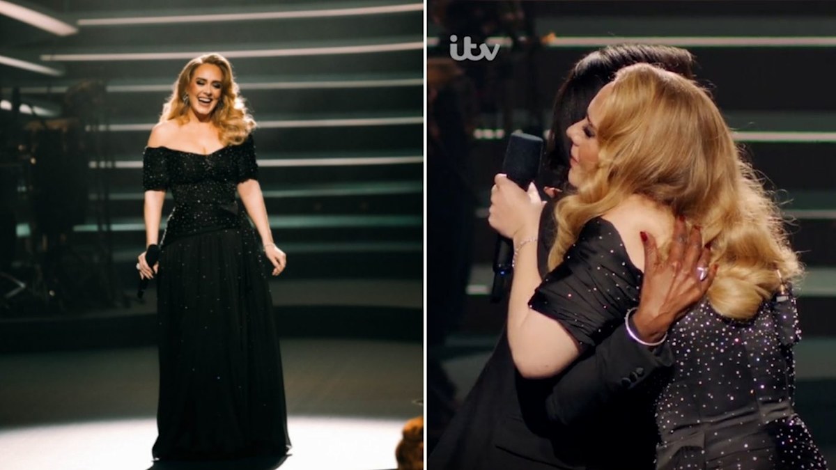 Adele surprised on stage with old English teacher during ITV ...
