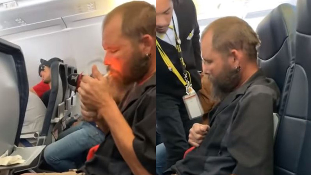 guy smokes cigarette on plane Watch This Man Reach Peak Relaxation and Light Up a During a Spirit Airlines Flight When Was the Last Cigarette