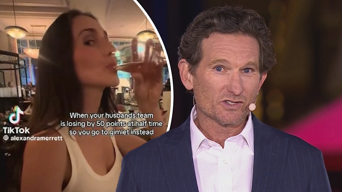 De vrouw van Zach Merrett, Alexandra, riep op om de wedstrijd tijdens de rust te verlaten; posten op Tik Tok; James Hird geeft commentaar, Andrew McGrath, Sam Docherty reageert