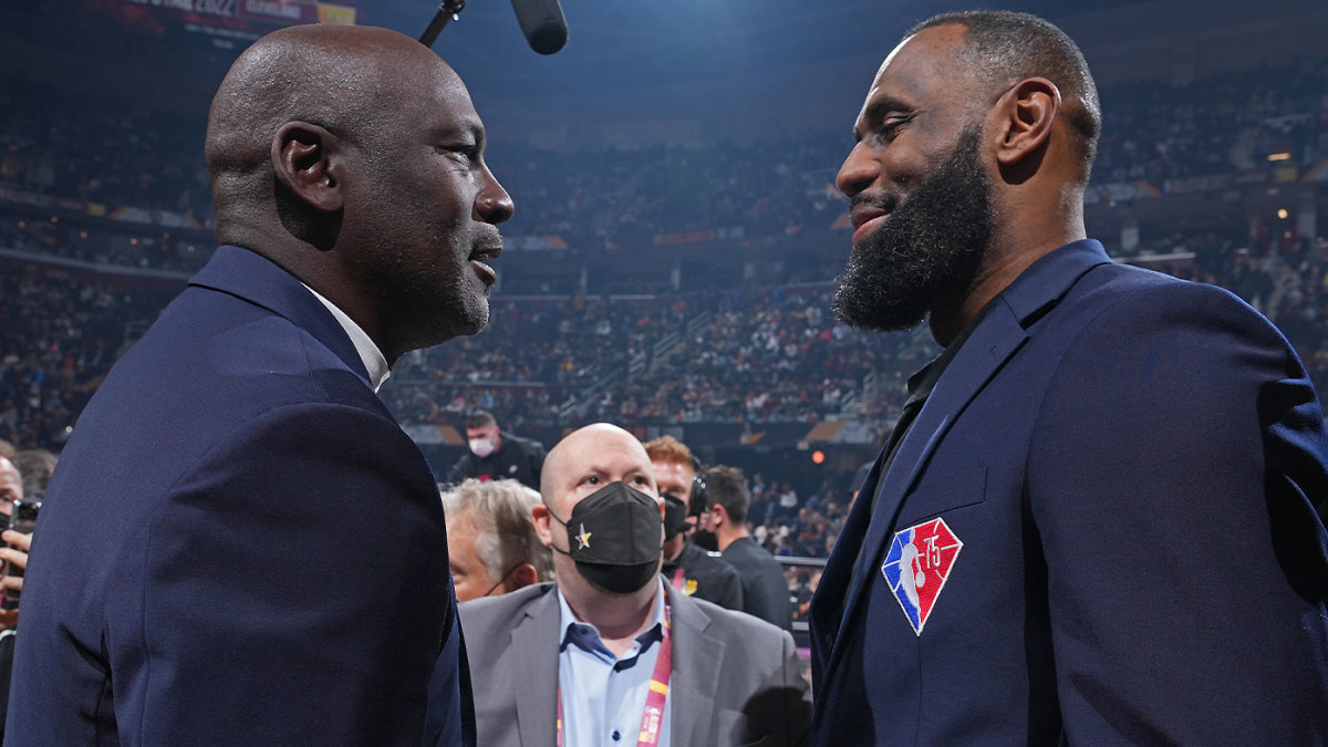 NBA: LeBron James and Michael Jordan relationship history, All-Star NBA 75 embrace | Nine.com.au