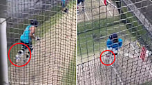 England openers Haseeb Hameed (left) and Rory Burns try a bizarre practice method in Melbourne.