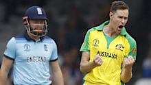 Jason Behrendorff celebrates one of five wickets at Lord's.