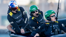Jimmy Spithill practices with the Australia SailGP Team ahead of the Dubai Sail Grand Prix. 
