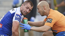 Bulldogs playmaker Kieran Foran cops another injury blow, this time against the Dragons.