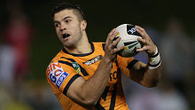 Superstar fullback James Tedesco during his Wests Tigers days.