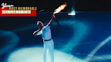 Spanish archer Antonio Rebollo launching his flaming arrow to light the Olympic cauldron in Barcelona in 1992.