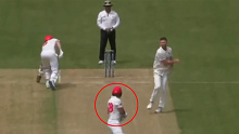 Jackson Bird hurls the ball back at Jake Weatherald.