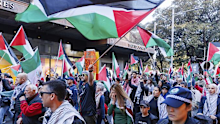 The Supreme Court will rule today whether a mass protest by pro-Palestinian groups on the Sydney Harbour Bridge can go ahead on Sunday. (SMH/Max Mason-Hubers)