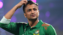 Bangladesh's Shakib Al Hasan pictured at the 2023 Cricket World Cup