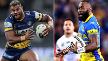 Parramatta winger Maika Sivo and former Eels flyer Semi Radradra.