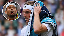 Stefanos Tsitsipas cut a frustrated figure at Wimbledon when he was knocked out by Nick Kyrgios