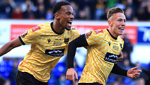 Sam Corne of Maidstone United celebrates scoring his team's second goal during the Emirates FA Cup Fourth Round match between Ipswich Town and Maidstone United at Portman Road on January 27, 2024 in Ipswich, England. (Photo by Stephen Pond/Getty Images)