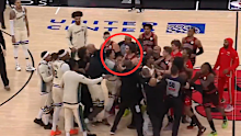 Josh Giddey among the brawl.
