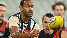 Travis Varcoe in action for Collingwood against Essendon on Friday.