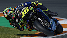 Valentino Rossi rides his Yamaha during MotoGP testing.