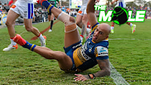 Blake Ferguson celebrates a try against the Knights in their final.