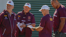 Kevin Walters (2nd left) with Allan Langer and Petero Civoniceva.