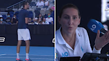 Marin Cilic speaks to chair umpire