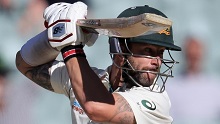 Matthew Wade bats during day three of the first Test between Australia and India at Adelaide Oval.