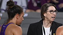 Queensland Firebirds player Jemma Mi Mi with coach Roselee Jencke earlier this season.
