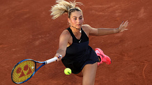 Marta Kostyuk during her Roland Garros upset win over Garbine Muguruza.