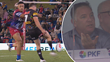 Adam O'Brien reacts to the penalty. 