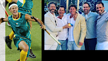 Jamie Dwyer and his Kookaburras teammates.