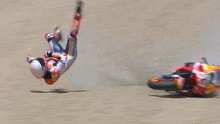 Marc Marquez suffered a broken arm after crashing in Spain.