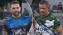 Josh Kerr and Dane Gagai speak after the All-Stars fixture. 