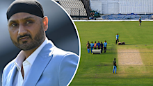 The pitch at Eden Gardens prior to the first ball being bowled.