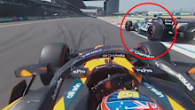 Oscar Piastri went past Kimi Antonelli on the restart of the Chinese Grand Prix sprint race after the Mercedes driver ran wide out of the final corner.