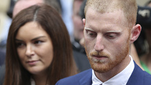 Ben Stokes with wife Clare during a 2019 court appearance.