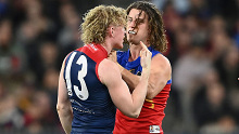 Clayton Oliver and Jarrod Berry got into a heated tussle during last year's semi final clash between the two teams