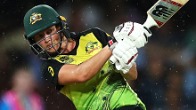 Australian captain Meg Lanning hits out during the Women's T20 World Cup semi-final.