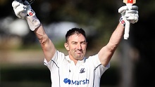 Western Australia's Shaun Marsh celebrates his century.