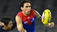 Harley Bennell in action for Melbourne in their win over Carlton.