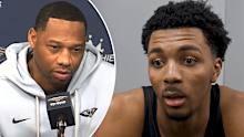 New Orleans Pelicans coach Willie Green and player Trey Murphy. 