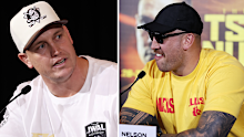 Jarrod Wallace and Nelson Asofa-Solomona at the press conference.