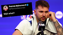 Patrick Mahomes reacts to Luka Doncic's trade bombshell. 