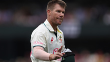 David Warner of Australia acknowledges the crowd after being dismissed by Agha Salman of Pakistan during day two of the Men's Third Test Match in the series between Australia and Pakistan at Sydney Cricket Ground on January 04, 2024 in Sydney, Australia. (Photo by Jason McCawley - CA/Cricket Australia via Getty Images)