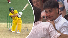 A spectator copped the full force of a Sean Abbott six. 