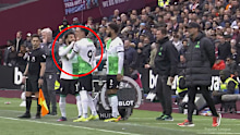 Darwin Nunez was forced to stand between Jurgen Klopp and Mo Salah in a sideline stoush.