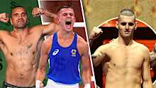 From left: Anthony Mundine, Harry Garside and Issac Hardman.