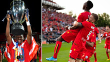 Al Hassan Toure of United celebrates after kicking a goal during the FFA Cup Final