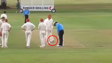 Perth CC's Sam Fanning was cited for pitch tampering after digging his spikes into the turf near the danger area