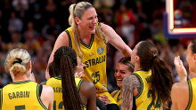 Lauren Jackson pictured after her most recent Opals appearance, during last year's FIBA World Cup